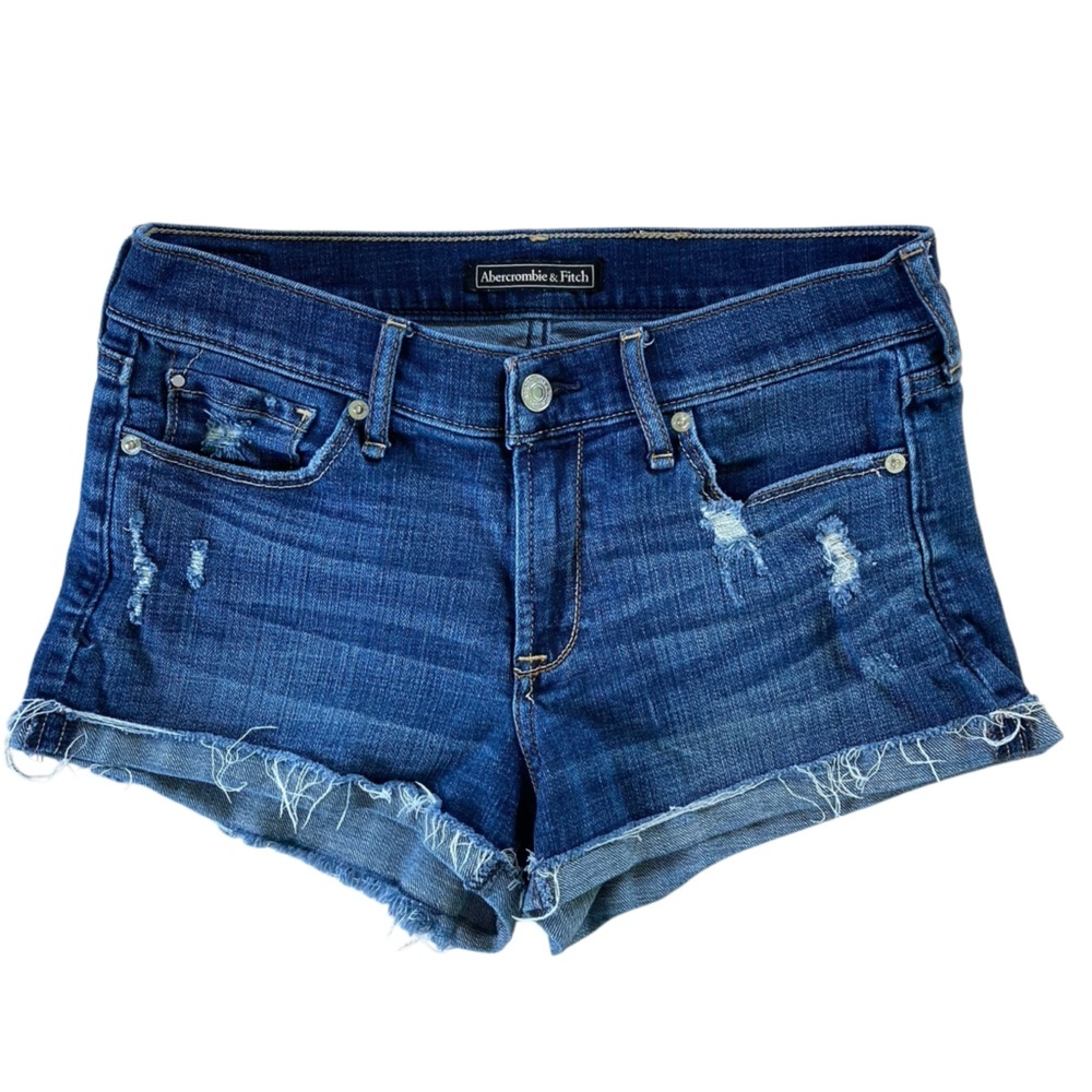Abercrombie‎ & Fitch Distressed Denim Short Shorts Five Pocket (Size 27)